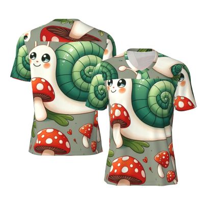 Stylish Athletic Sports Jersey Snails-Mushrooms-Pattern Men's Rugby Jersey 4X-Large Black