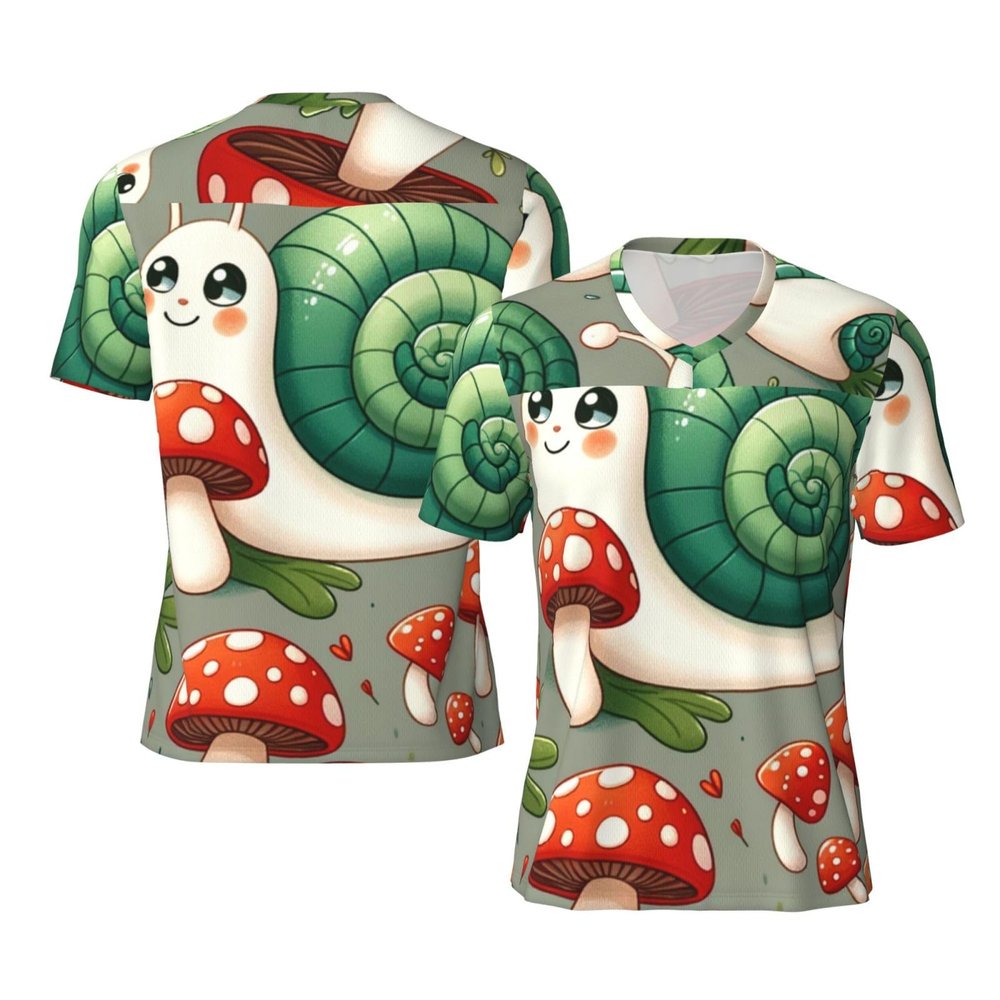 Stylish Athletic Sports Jersey Snails-Mushrooms-Pattern Men's Rugby Jersey 4X-Large Black