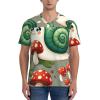 Stylish Athletic Sports Jersey Snails-Mushrooms-Pattern Men's Rugby Jersey 4X-Large Black view 3