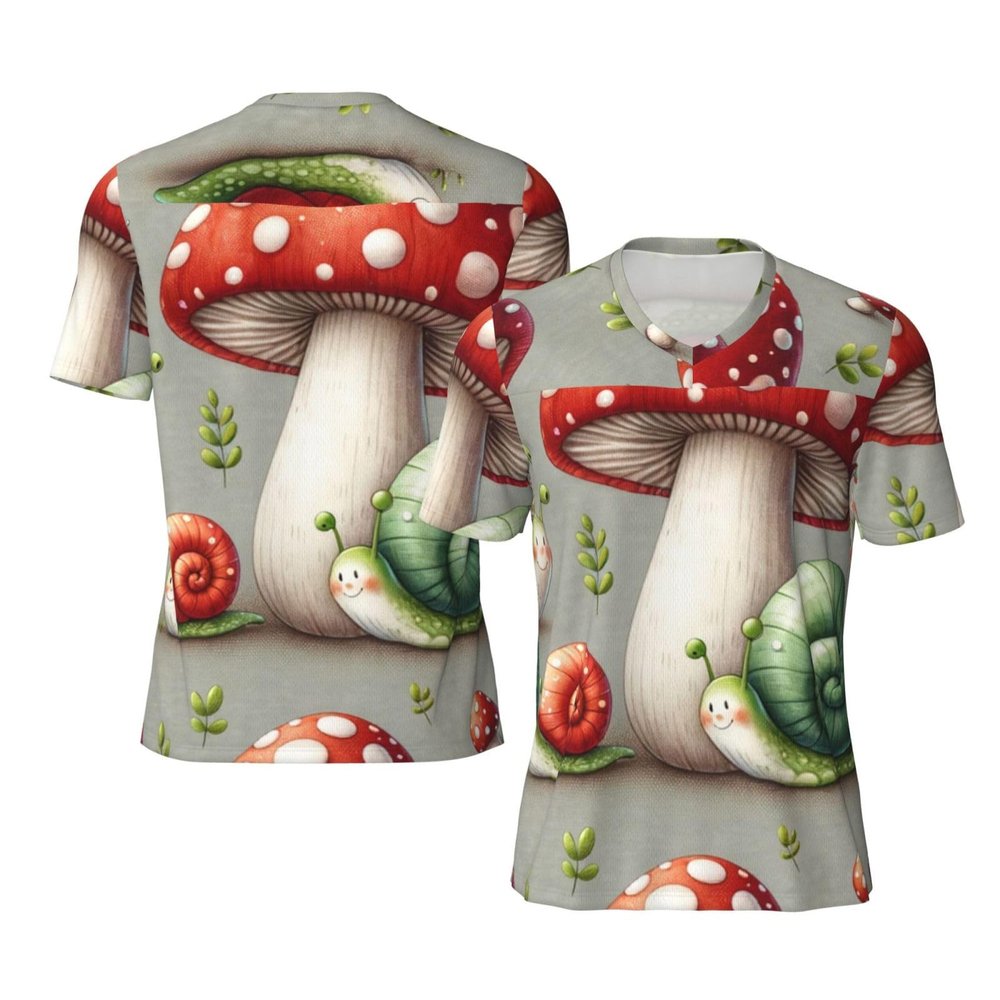 Stylish Athletic Sports Jersey Mushroom-Snail-Lover Men's Rugby Jersey Small Black