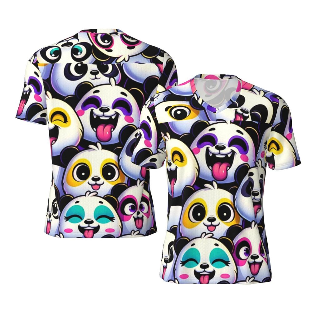 Stylish Athletic Sports Jersey Colorful-Panda-Joy Men's Rugby Jersey 4X-Large