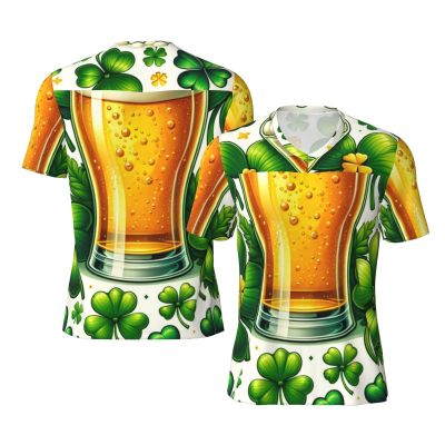Stylish Athletic Sports Jersey St-Patricks-Shamrock-Beer Men's Rugby Jersey Large