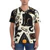 Stylish Athletic Sports Jersey Halloween-Mystical-Cats Men's Rugby Jersey 3X-Large Black view 2