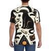 Stylish Athletic Sports Jersey Halloween-Mystical-Cats Men's Rugby Jersey 3X-Large Black view 4