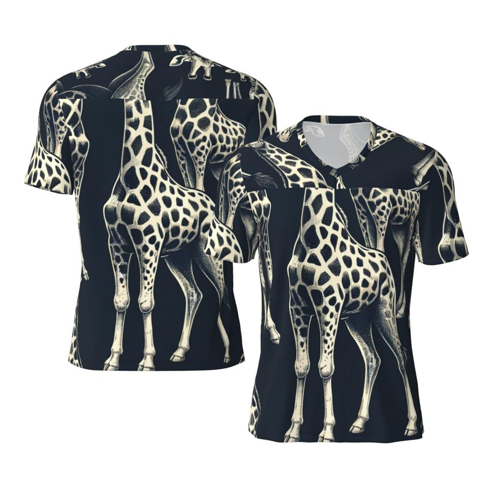 Stylish Athletic Sports Jersey Grey-Realistic-Giraffes Men's Rugby Jersey 4X-Large