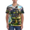 Stylish Athletic Sports Jersey Easter-Rabbit-Firefighter-Eggs Men's Rugby Jersey Large Black view 2