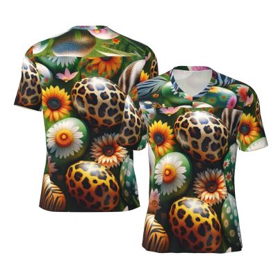 Stylish Athletic Sports Jersey Easter-Eggs-Floral-Animal Men's Rugby Jersey 3X-Large Black