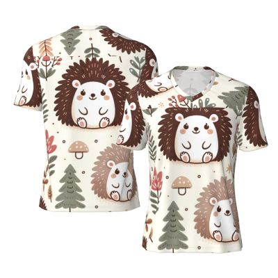 Stylish Athletic Sports Jersey Adorable-Hedgehogs-Forest Men's Rugby Jersey Large