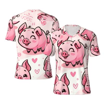Stylish Athletic Sports Jersey Adorable-Pig Men's Rugby Jersey Large Black