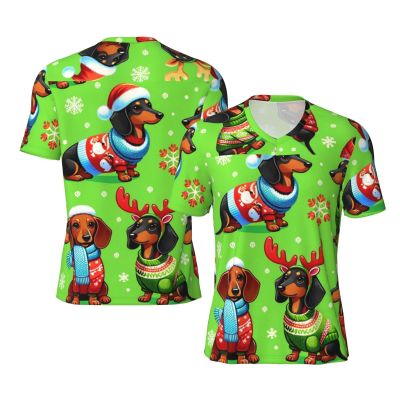Stylish Athletic Sports Jersey Dachshunds-Christmas-Snowflakes Men's Rugby Jersey Xx-Large Black