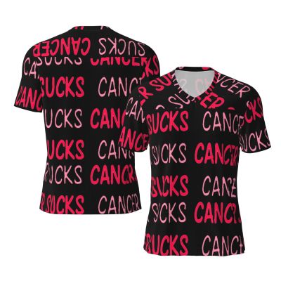 Stylish Athletic Sports Jersey Cancer-Sucks-Breast-Awareness Men's Rugby Jersey Medium Black