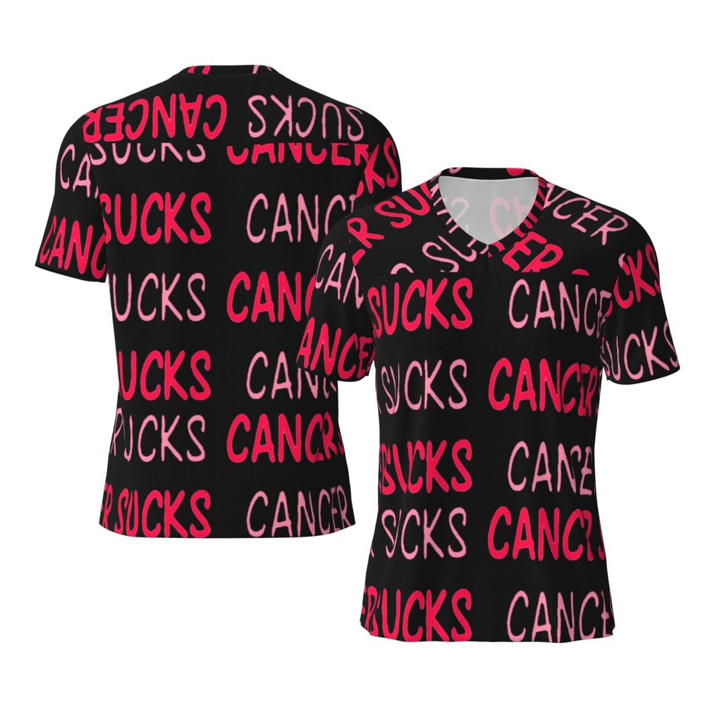 Stylish Athletic Sports Jersey Cancer-Sucks-Breast-Awareness Men's Rugby Jersey Medium Black