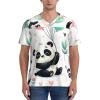 Stylish Athletic Sports Jersey Pandas-Balloons-Hearts Men's Rugby Jersey 4X-Large Black view 2