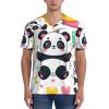 Stylish Athletic Sports Jersey Adorable-Pandas-Colorful-Balloons Men's Rugby Jersey 4X-Large view 4