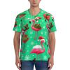 Stylish Athletic Sports Jersey Christmas-Flamingos-Snowflakes Men's Rugby Jersey Xx-Large view 2