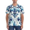 Stylish Athletic Sports Jersey Watercolor-Blue-Fleur-De-Lis Men's Rugby Jersey Large view 2