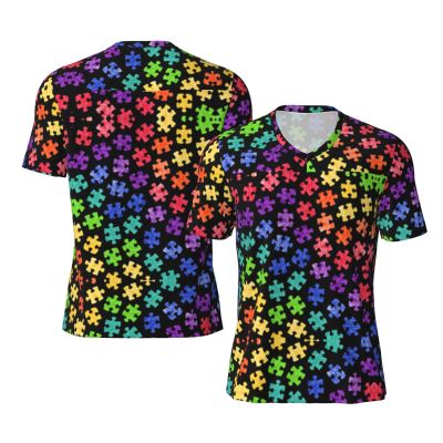 Stylish Athletic Sports Jersey Colorful-Autism-Awareness Men's Rugby Jersey Xx-Large