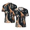 Stylish Athletic Sports Jersey Funny-Realistic-Giraffes Men's Rugby Jersey Medium Black view 1