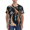 Stylish Athletic Sports Jersey Funny-Realistic-Giraffes Men's Rugby Jersey Medium Black view 4