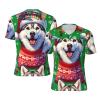 Stylish Athletic Sports Jersey Siberian-Huskies-Christmas Men's Rugby Jersey Medium Black view 1