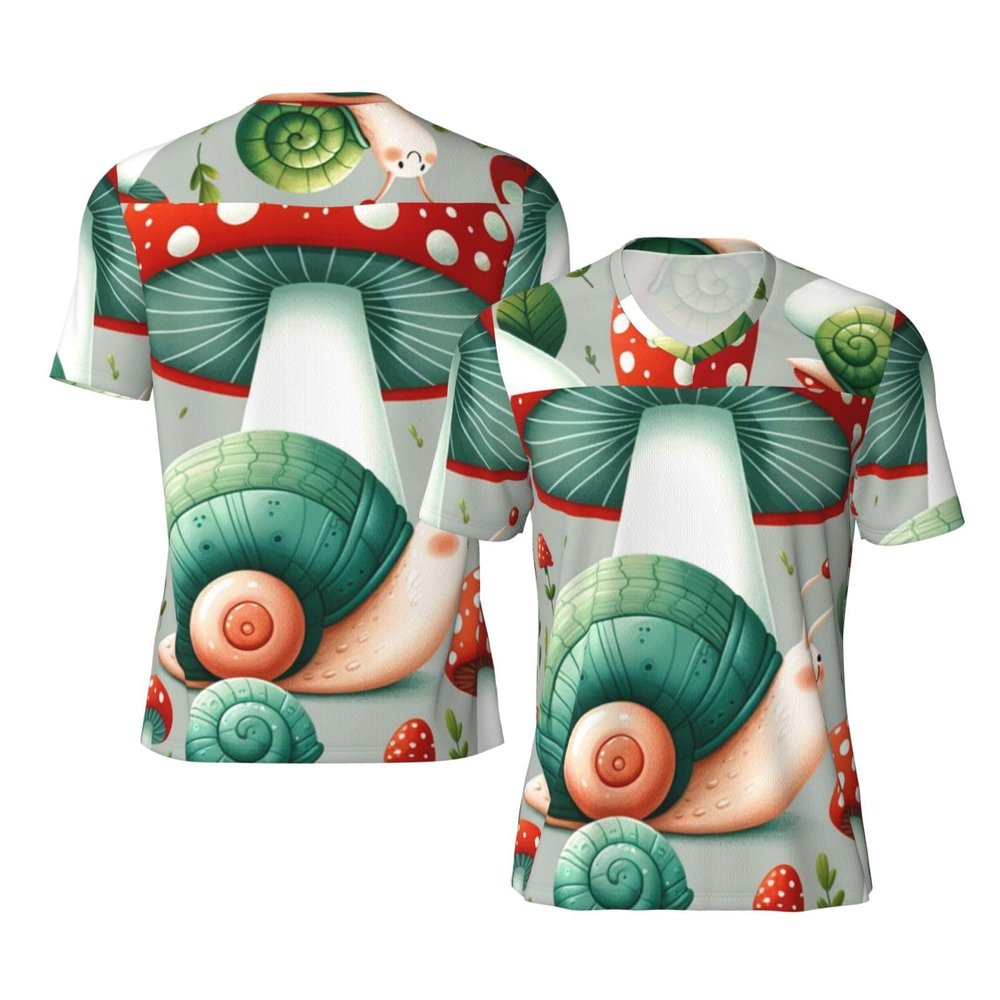 Stylish Athletic Sports Jersey Mushrooms-Small-Cute-Snails Men's Rugby Jersey X-Large Black