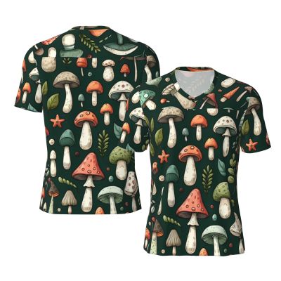 Stylish Athletic Sports Jersey Various-Mushrooms-Green Men's Rugby Jersey Large