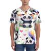 Stylish Athletic Sports Jersey Cute-Pandas-Balloons-Hearts Men's Rugby Jersey 3X-Large Black view 4