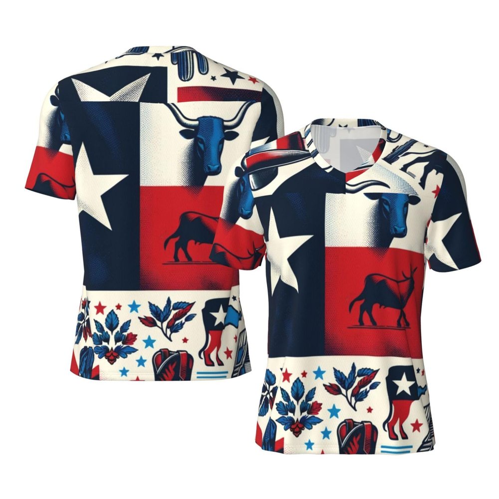 Stylish Athletic Sports Jersey Texas-Elements-Flag Men's Rugby Jersey 3X-Large
