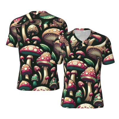 Stylish Athletic Sports Jersey Funny-Cute-Mushroom Men's Rugby Jersey Xx-Large Black