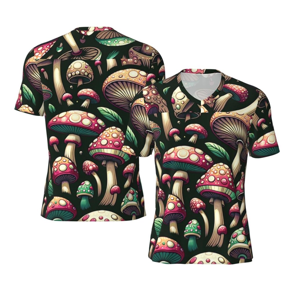 Stylish Athletic Sports Jersey Funny-Cute-Mushroom Men's Rugby Jersey Xx-Large Black