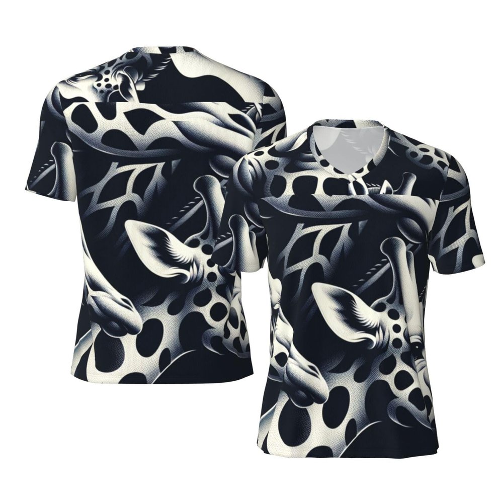 Stylish Athletic Sports Jersey Grey-Giraffes Men's Rugby Jersey 3X-Large