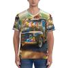 Stylish Athletic Sports Jersey Easter-Rabbit-Truck-Eggs Men's Rugby Jersey 3X-Large Black view 2