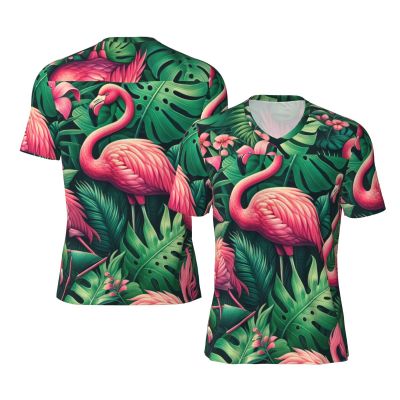 Stylish Athletic Sports Jersey Tropical-Summer-Flamingo-Floral Men's Rugby Jersey 4X-Large