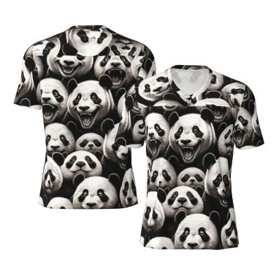 Stylish Athletic Sports Jersey Realistic-Pandas-Face-Joy Men's Rugby Jersey 3X-Large Black