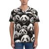 Stylish Athletic Sports Jersey Realistic-Pandas-Face-Joy Men's Rugby Jersey 3X-Large Black view 2