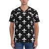 Stylish Athletic Sports Jersey Black-Fleur-De-Lis Men's Rugby Jersey 3X-Large view 4