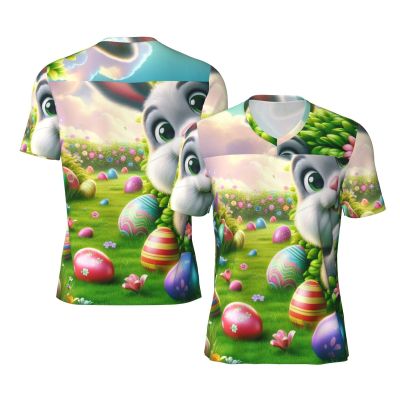 Stylish Athletic Sports Jersey Easter-Eggs-Rabbit-Floral Men's Rugby Jersey 4X-Large Black