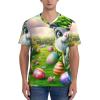 Stylish Athletic Sports Jersey Easter-Eggs-Rabbit-Floral Men's Rugby Jersey 4X-Large Black view 3