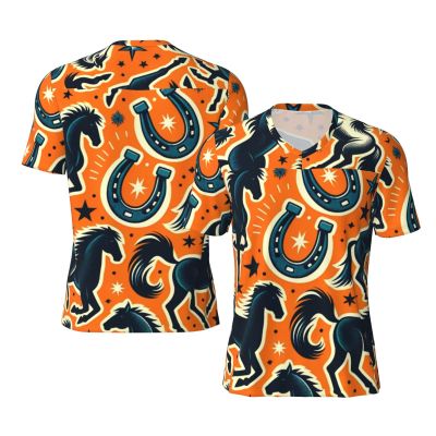 Stylish Athletic Sports Jersey Vintage-Horse-Racing-Art Men's Rugby Jersey Medium Black