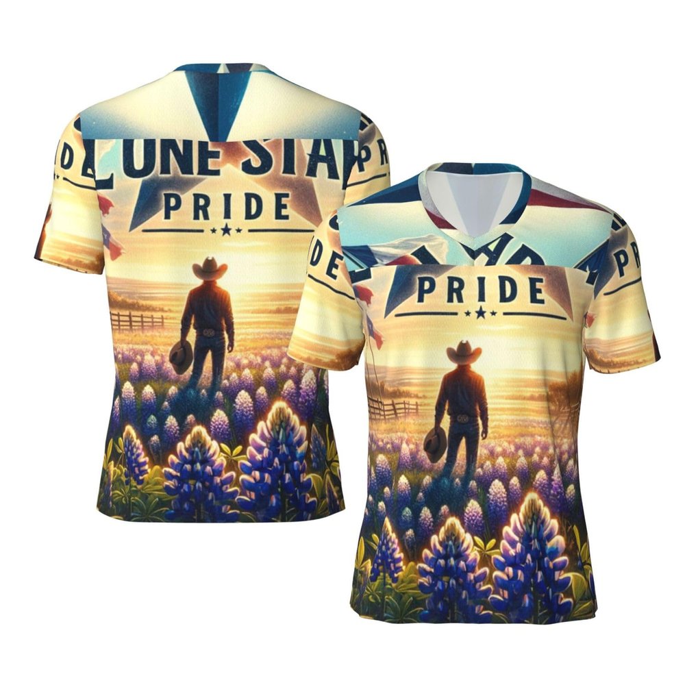Stylish Athletic Sports Jersey Texas-Pride-Star Men's Rugby Jersey X-Large Black
