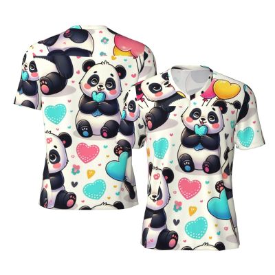 Stylish Athletic Sports Jersey Kawaii-Pandas-Colorful-Balloon Men's Rugby Jersey Small