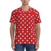 Stylish Athletic Sports Jersey Red-White-Polka-Dot Men's Rugby Jersey Small view 4