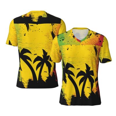 Stylish Athletic Sports Jersey Hawaii-Rasta-Jamaica Men's Rugby Jersey X-Large Black