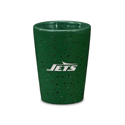 Rico Industries NFL Football New York Jets 2oz Ceramic Shot Glass for Fans, Laser Engraved In Team Color Single Shot Glass