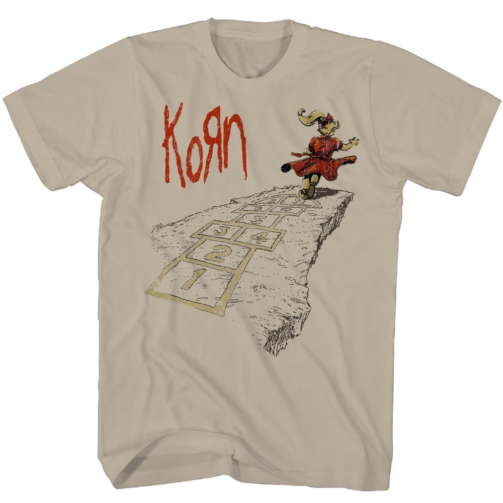 2Bhip Korn Follow The Leader Front & Back Print Adult Short Sleeve T-Shirt 90s Vintage Style Graphic Tees - Ivory, Large