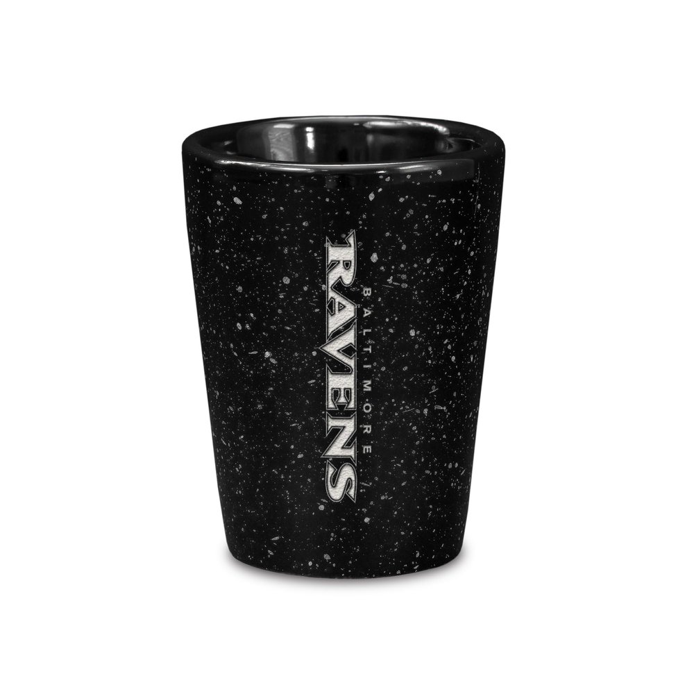 Rico Industries NFL Football Baltimore Ravens 2oz Ceramic Shot Glass for Fans, Laser Engraved In Team Color Single Shot Glass