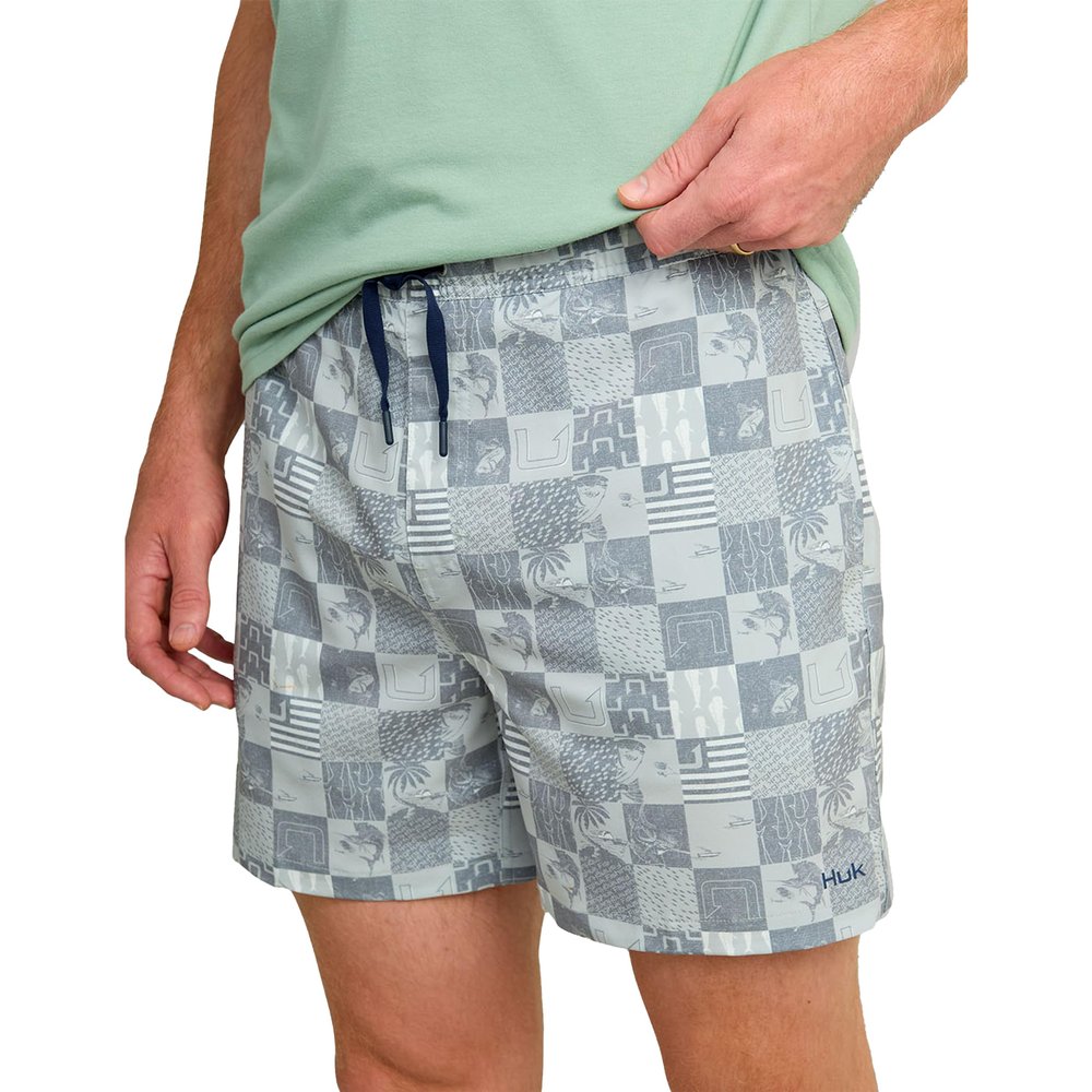 HUK Mens Pursuit Volley Pattern, Quick-Dry Swim Shorts for Men, Harbor Mist 2.0, XX-Large