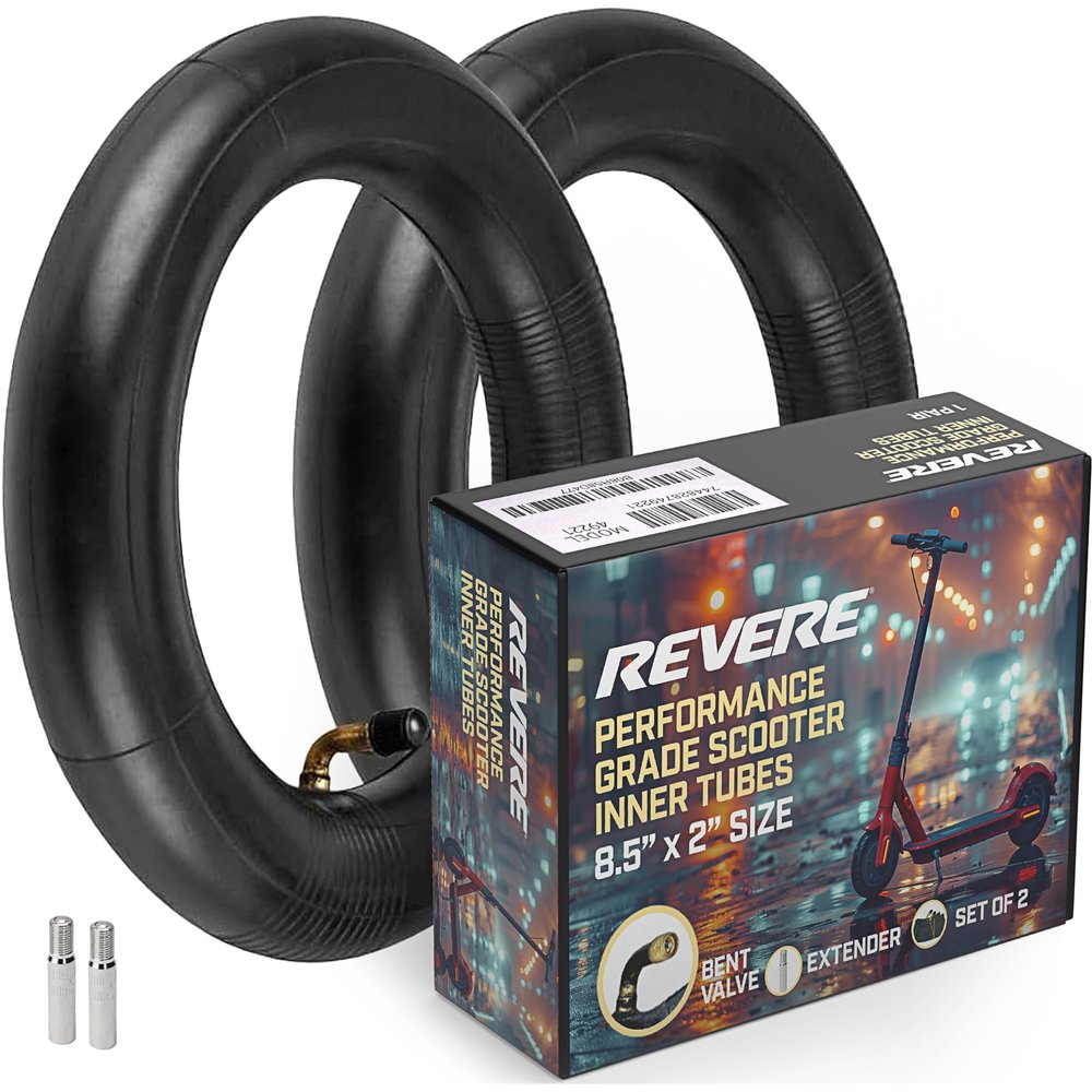 (2 Pack) Heavy-Duty 8.5x2 Replacement Scooter Inner Tubes 8.5" x 2" 45 Degree Bent Valve for Electronic Scooters, Includes Exteder Valves