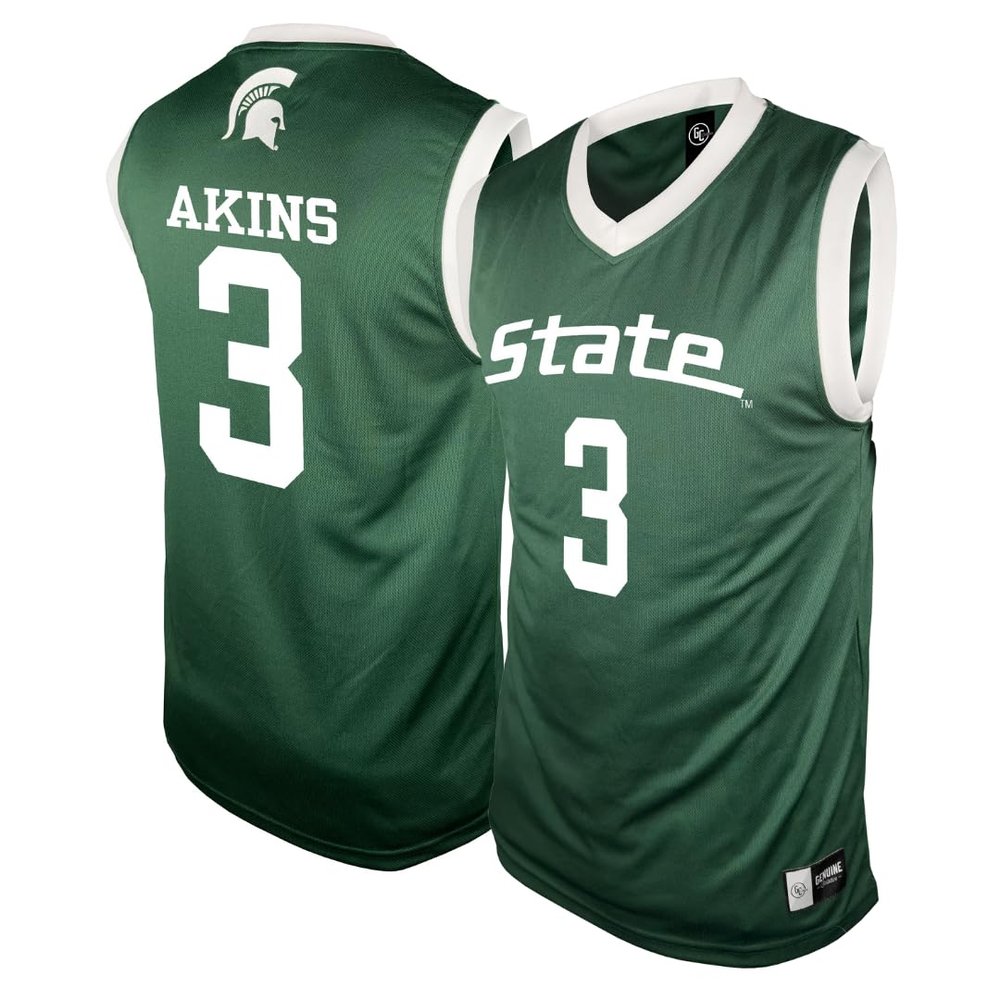 Genuine Collective Jaden Akins Michigan State Basketball Jersey, Green