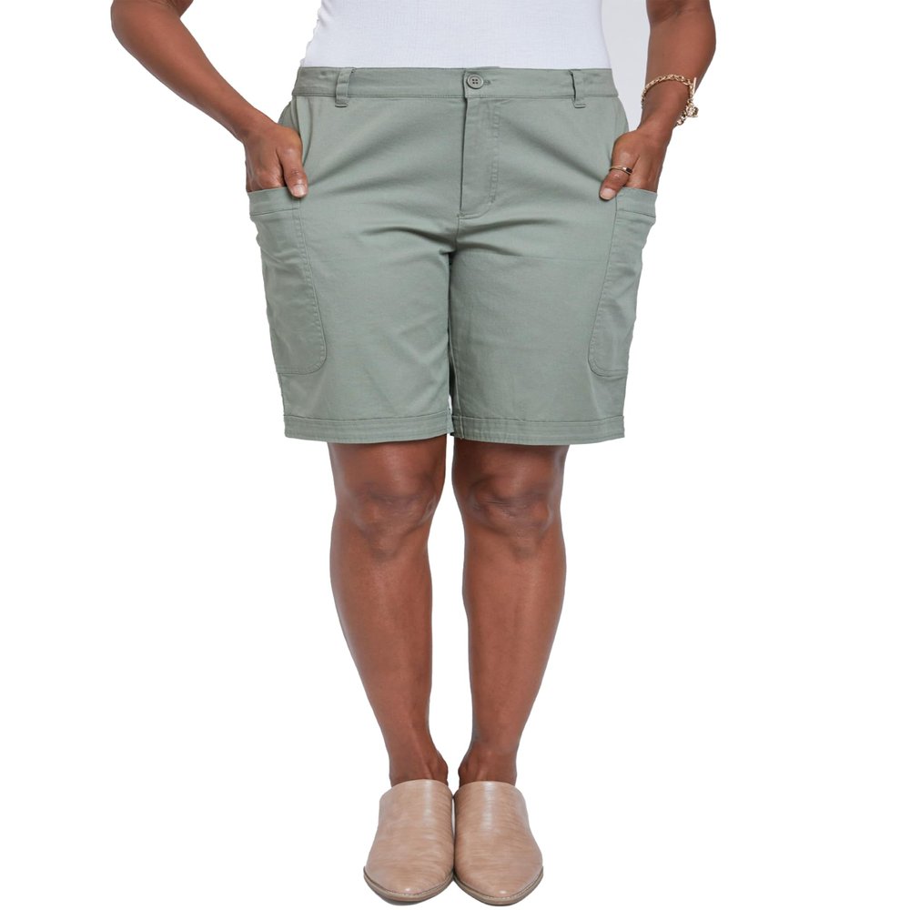 Royalty For Me Women's Wide Leg Bermuda Shorts with Big Pockets; Fern, XL